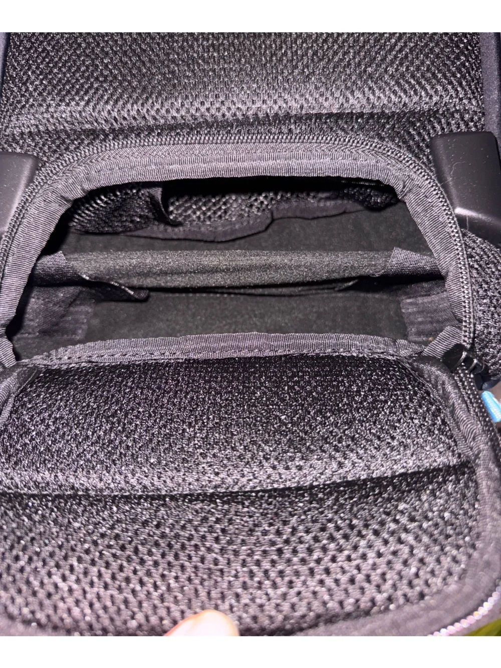 Men's Compact Black Sling Bag with Light Blue Accents